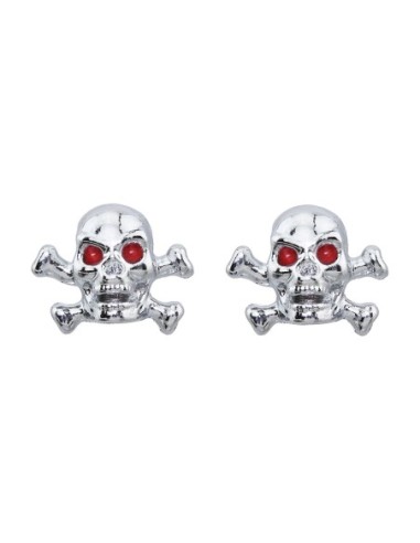 Valve Caps Skull W Bones Chrome Schrader Valve.